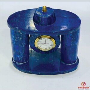 Natural Lapis Lazuli Desk Clock, Handmade Lapis Lazuli Table Clock, Decorative